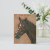 Pferdeporträt des kastanienbraunen Pferdes Postkarte (Stehend Vorderseite)