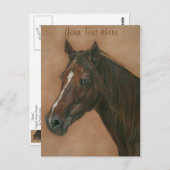 Pferdeporträt des kastanienbraunen Pferdes Postkarte (Vorne/Hinten)