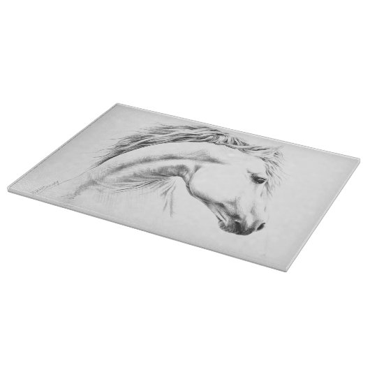 Pferdeporträt Zeichnend Reitsport Schneidebrett (Ecke)