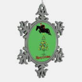 Pferdepullover-Weihnachten Schneeflocken Zinn-Ornament (Links)