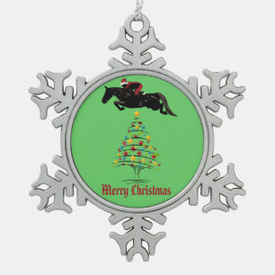 Pferdepullover-Weihnachten Schneeflocken Zinn-Ornament