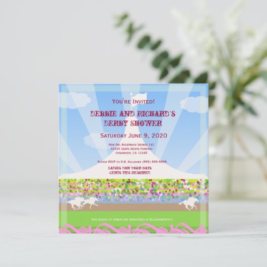 Pferderacetrack-Jack-u. Jill-Duschen-Party - Einladung (Stehend Vorderseite)