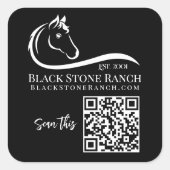 Pferderanch-Logo Reittier Stable-Branding QR Quadratischer Aufkleber (Vorderseite)