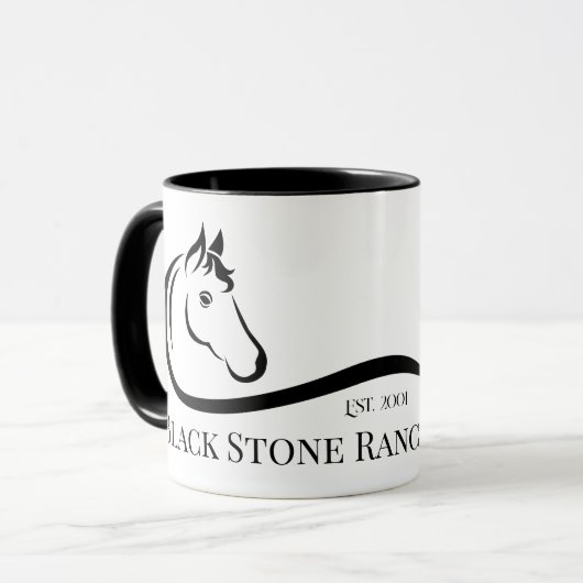 Pferderanch-Logo Reittier Stable-Branding Tasse (Vorderseite Links)