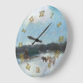 Pferderasse, Scheunen und Schneebemalung Große Wanduhr (Winkel)