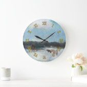 Pferderasse, Scheunen und Schneebemalung Große Wanduhr (Zuhause)