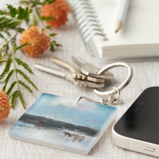 Pferderasse, Scheunen und Schneebemalung Schlüsselanhänger (Vorderseite rechts)