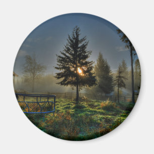Pferderasse Sonnenaufgang Natur Foto Magnet