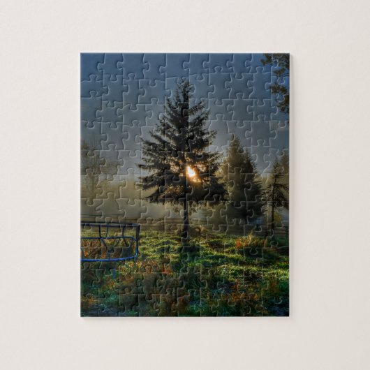 Pferderasse Sonnenaufgang Natur Foto Puzzle (Vertikal)