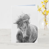 Pferderegrußkarte - Der junge Hengst der Camargue  Karte (Gelbe Blume)