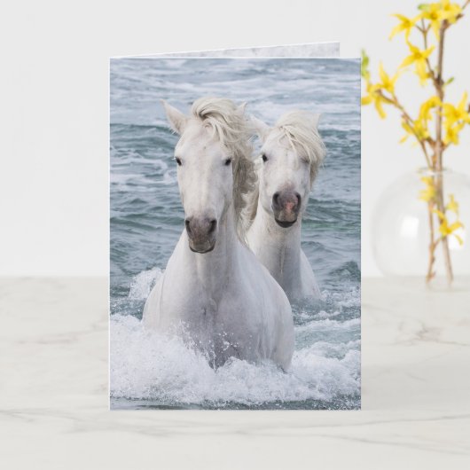 Pferderegrußkarte - Seepferdchen Karte (Gelbe Blume)