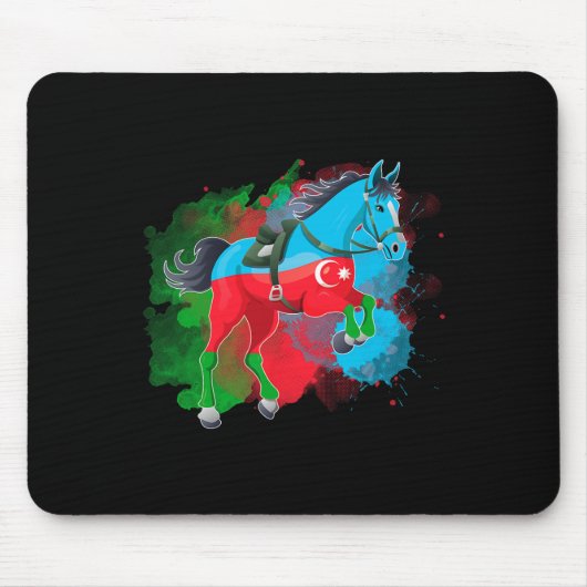 Pferdereiten Aserbaidschanische Flagge Mousepad (Vorne)