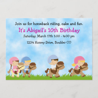 Pferdereiten Einladung zum Geburtstag, Mädchen & J