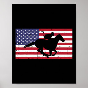 Pferdereiten Flag Horseback Racing Patriotic Eq Poster