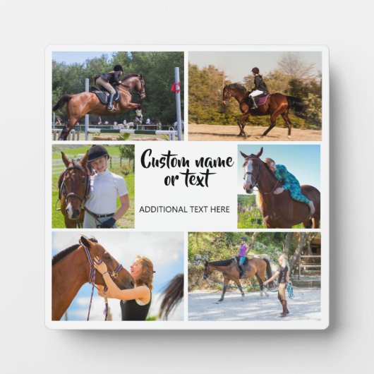 Pferdereiten Foto Collage Weiß Moderne Fotoplatte (Vorderseite)