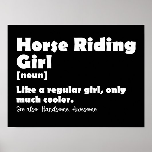 Pferdereiten Girl Definition Funny Reittier Girl Poster (Vorne)