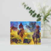 Pferdereiten mit der Postkarte eines Freundes (Stehend Vorderseite)