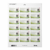 Pferdereiten - Paar und Blume - Reitadresse Adressaufkleber (Vorne)