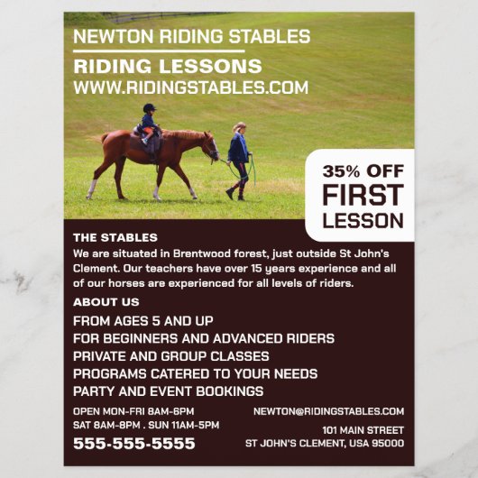 Pferdereiten-Portrait, Reitlehrer, Akademie Flyer (Vorne)