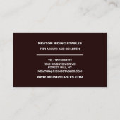 Pferdereiten-Portrait, Reitlehrer, Akademie Visitenkarte (Rückseite)