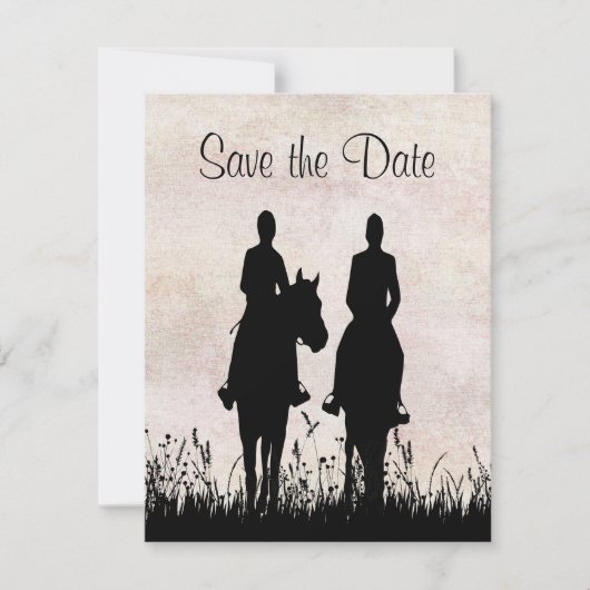 Pferdereiten Reitausflüge Hochzeit Sichern Sie das Save The Date (Vorderseite)