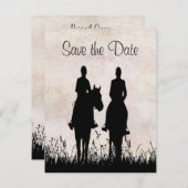 Pferdereiten Reitausflüge Hochzeit Sichern Sie das Save The Date (Vorne/Hinten)