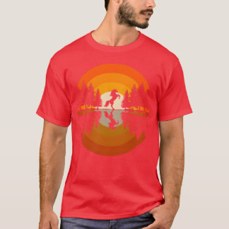Pferdereiten Wald Natur Sonnenuntergang Pferderück T-Shirt