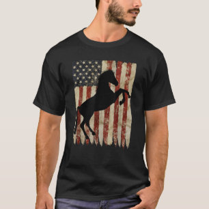Pferdereiter American Flag USA Patriotic Stallion  T-Shirt