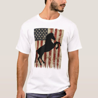 Pferdereiter American Flag USA Patriotic Stallion  T-Shirt