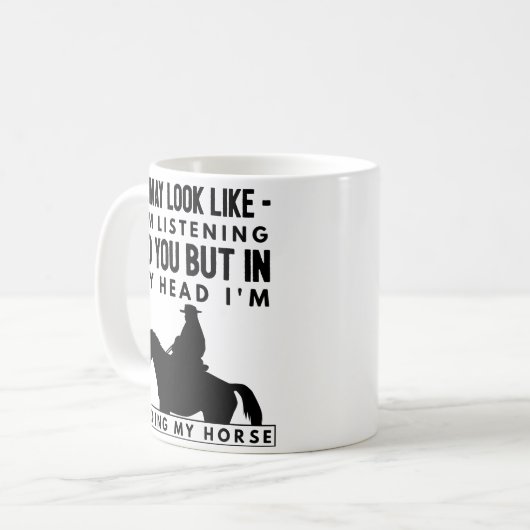 Pferdereitkaffee-Tasse - in meinem Kopf reite ich Kaffeetasse (Vorderseite Links)
