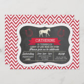 PferdereitParty laden Pony-Rot-Einladung ein Einladung (Vorne/Hinten)