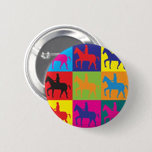PferdereitPop-Kunst Button (Vorne & Hinten)