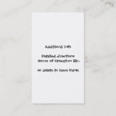 Pferdereitställe oder Boarding-Dienstleistungen Visitenkarte (Rückseite)