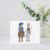 Pferderennbahn Hochzeitbride Groom Horse Thema Pfe Postkarte (Stehend Vorderseite)