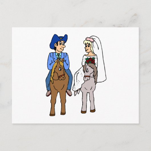 Pferderennbahn Hochzeitbride Groom Horse Thema Pfe Postkarte (Vorderseite)