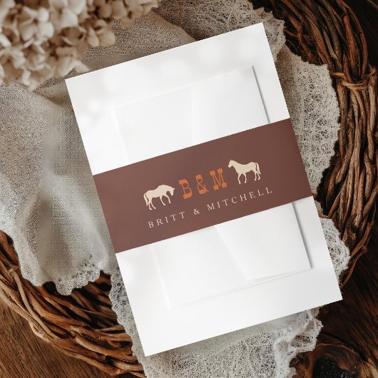 Pferderennbahn-Zaun Eichenbäume Western Hochzeitsp Einladungsbanderole