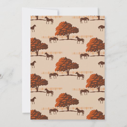 Pferderennbahn-Zaun Eichenpferde Foto Save The Date (Rückseite)