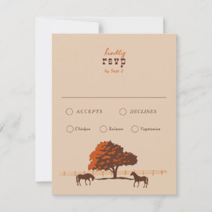 Pferderennbahn-Zaun Eichenpferde Hochzeit RSVP Karte