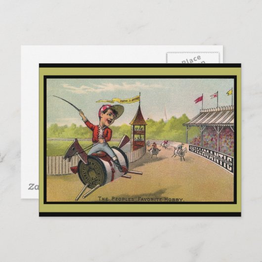 Pferderennen auf Thread Spools Postkarte (Vorne/Hinten)