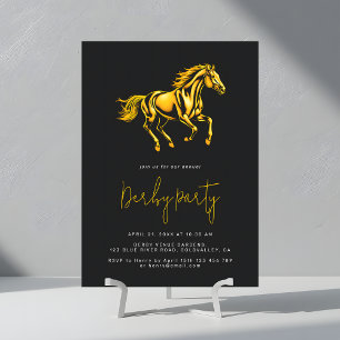 Pferderennen Derby-Party Elegant Schwarz und Gold Einladung