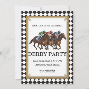 Pferderennen Derby Party Vintage Einladung 2026