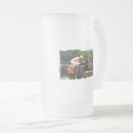 Pferderennen-Endmattierte Bier-Tasse Mattglas Bierglas (VorderseiteRechts)