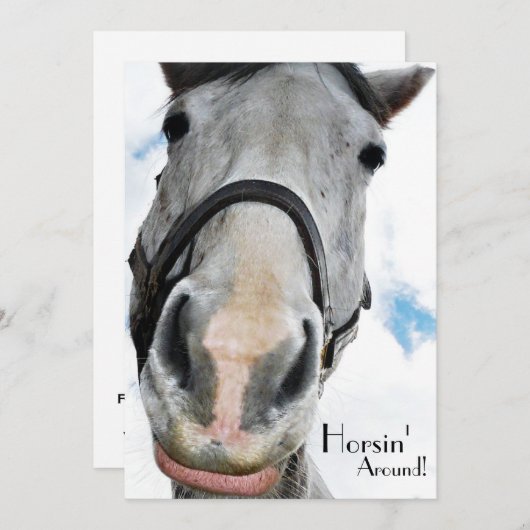 Pferderennen - Funny Horace für Reiter Einladung (Vorne/Hinten)