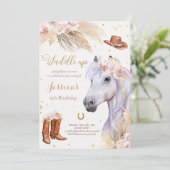 Pferderennen Geburtstagsparty Bohemisch Cowgirl Ge Einladung (Stehend Vorderseite)