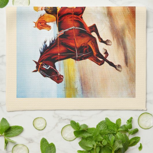 Pferderennen Geschirrtuch (Gefaltet)