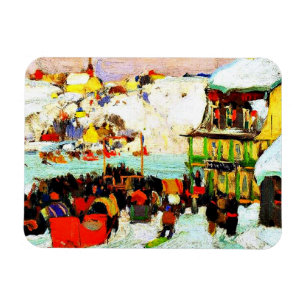 Pferderennen im Winter von Clarence Gagnon Magnet