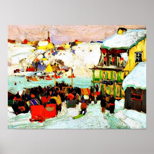 Pferderennen im Winter von Clarence Gagnon Poster (Vorne)