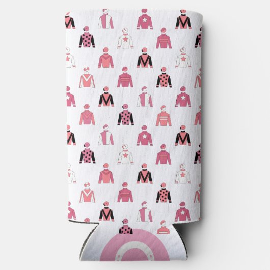Pferderennen Jockey Silks elegant rosa und weiß Selters Dosenkühler (Rückseite)