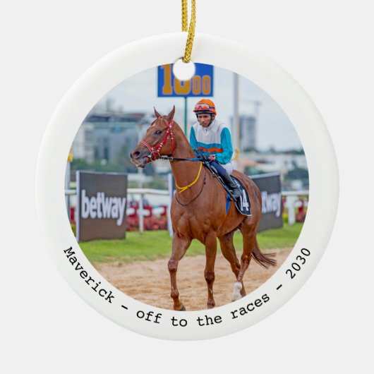 Pferderennen Personalisiert Einfaches Reitsport-Fo Keramik Ornament (Vorne)
