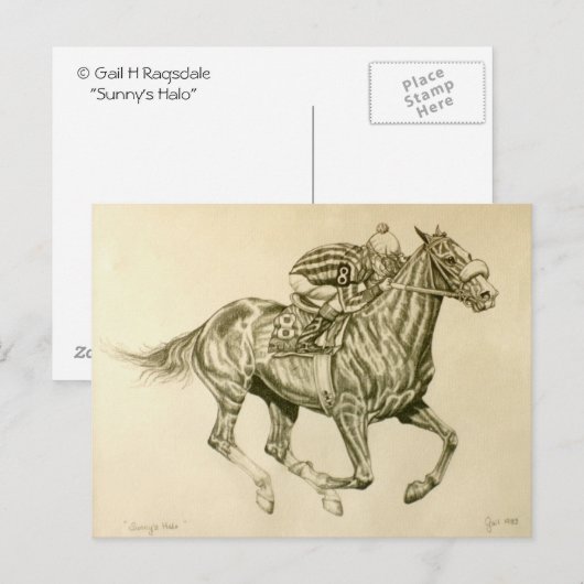 Pferderennen Postkarte (Vorne/Hinten)